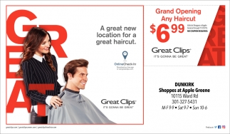 Grand Opening Any Haircut, Great Clips, Denton, MD