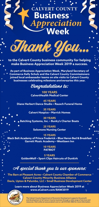 Business Appreciation Week Calvert County Prince