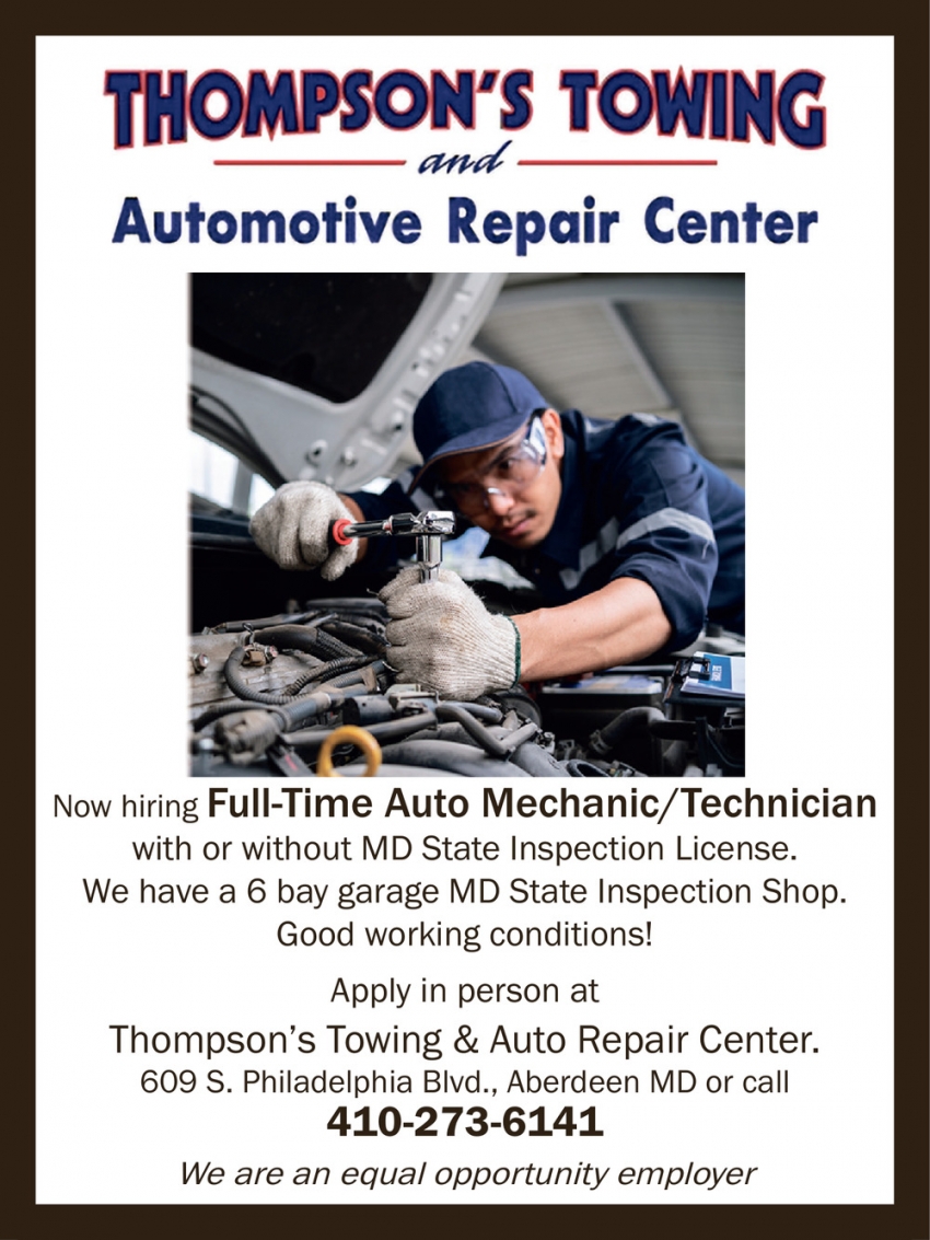 Thompson Auto Tech Auto Mechanic/technician, Thompson's Towing and Automotive Repair ...