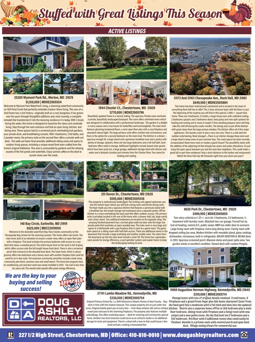 Active Listings, Doug Ashley Realtors, Chestertown, MD