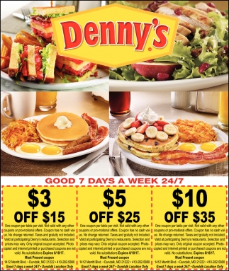 Dennys Coupons 2017 : Denny S Restaurant Coupons On Your Check When You